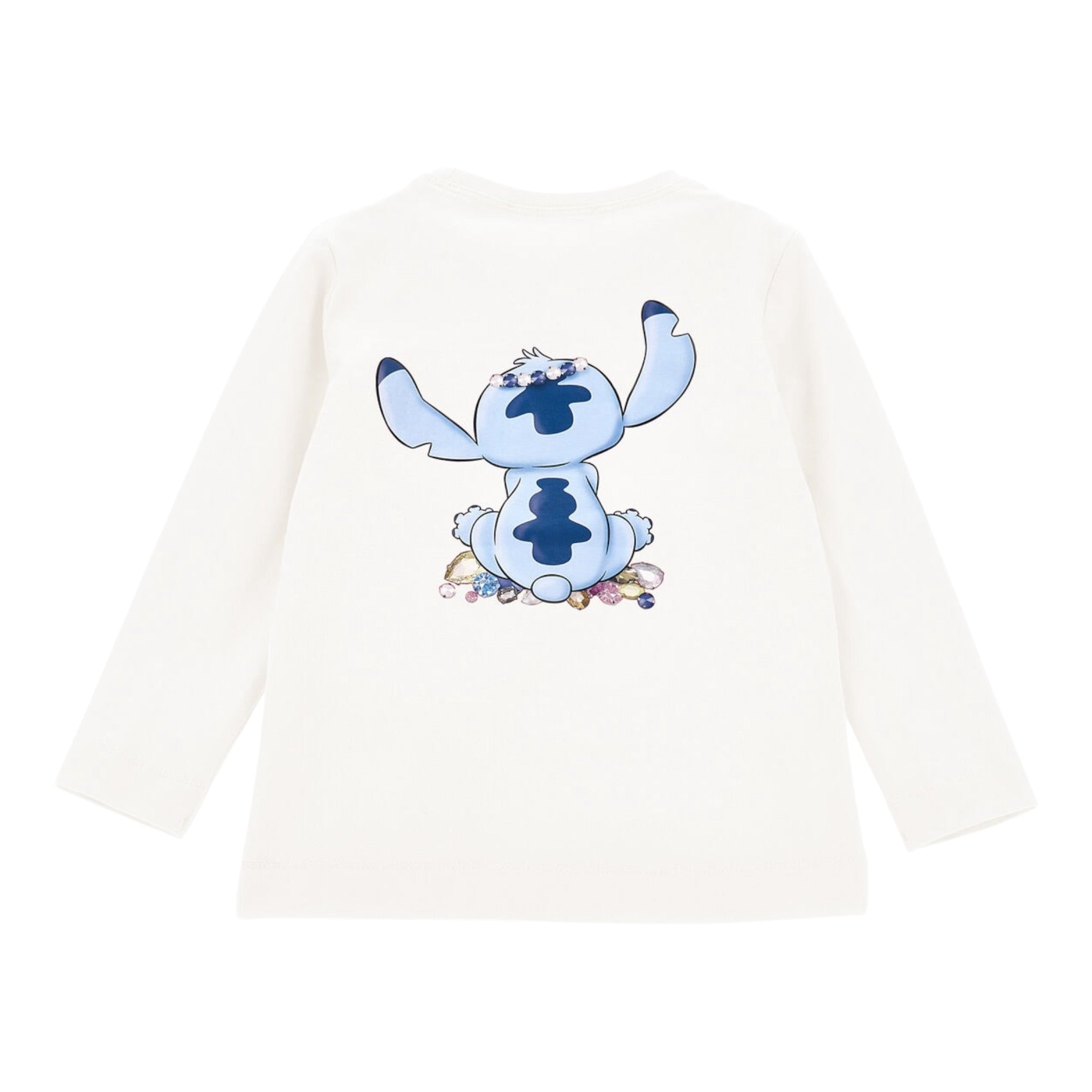 Monnalisa Shirt Girocollo Tinta Unta con Stampa Bianco per Bambina 19F610 BIANCO MONNALISA 