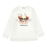 Monnalisa Shirt tinta unita con Stampa Panna per Bambina 19F612X PANNA MONNALISA 