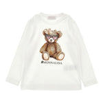 Monnalisa Shirt tinta unita con Stampa Panna per Bambina 19F616X PANNA MONNALISA 