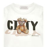 Monnalisa Shirt Girocollo Tinta Unta con Stampa Panna per Bambina 19F624 PANNA MONNALISA 