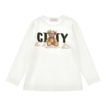 Monnalisa Shirt Girocollo Tinta Unta con Stampa Bianco per Bambina 19F624X BIANCO MONNALISA 