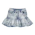 Monnalisa Gonna In Denim tinta unita con Stampa Azzurro per Neonata 19F702 AZZURRO MONNALISA 
