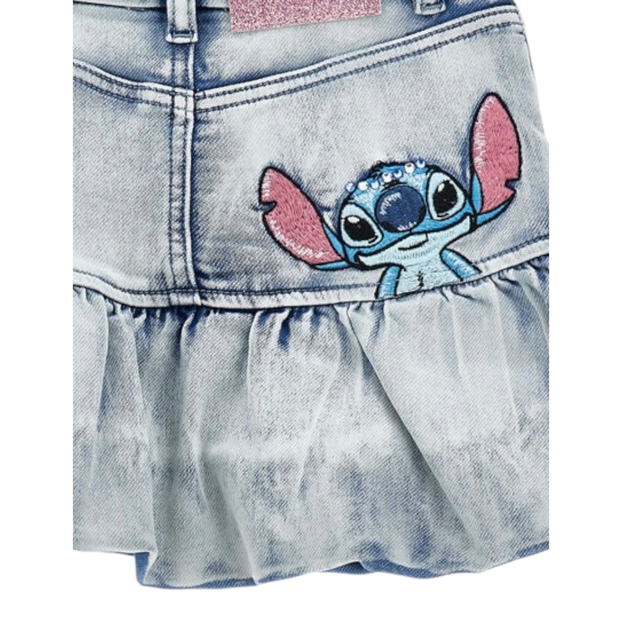 Monnalisa Gonna In Denim tinta unita con Stampa Azzurro per Neonata 19F702 AZZURRO MONNALISA 