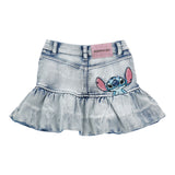 Monnalisa Gonna tinta unita In Denim con Stampa Azzurro per Bambina 19F702J AZZURRO MONNALISA 