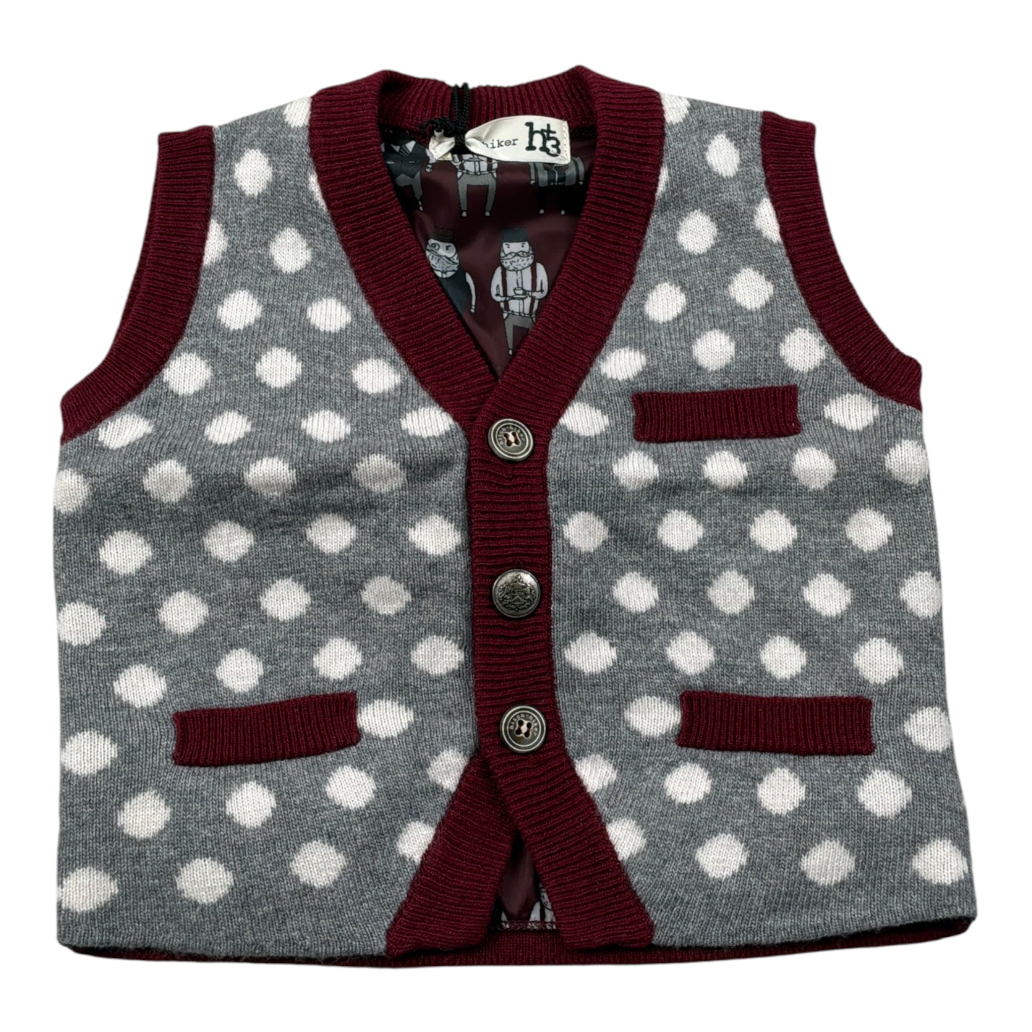 Monnalisa Gilet In Maglia Bicolore Grigio/Bordeaux per Neonato 220821 GRIGIO/BORDEAUX MONNALISA 
