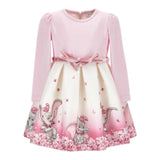 Monnalisa Abito Maica Lunga Bicolore con Cinturino Panna/Rosa per Bambina 231D902JX PANNA/ROSA MONNALISA 