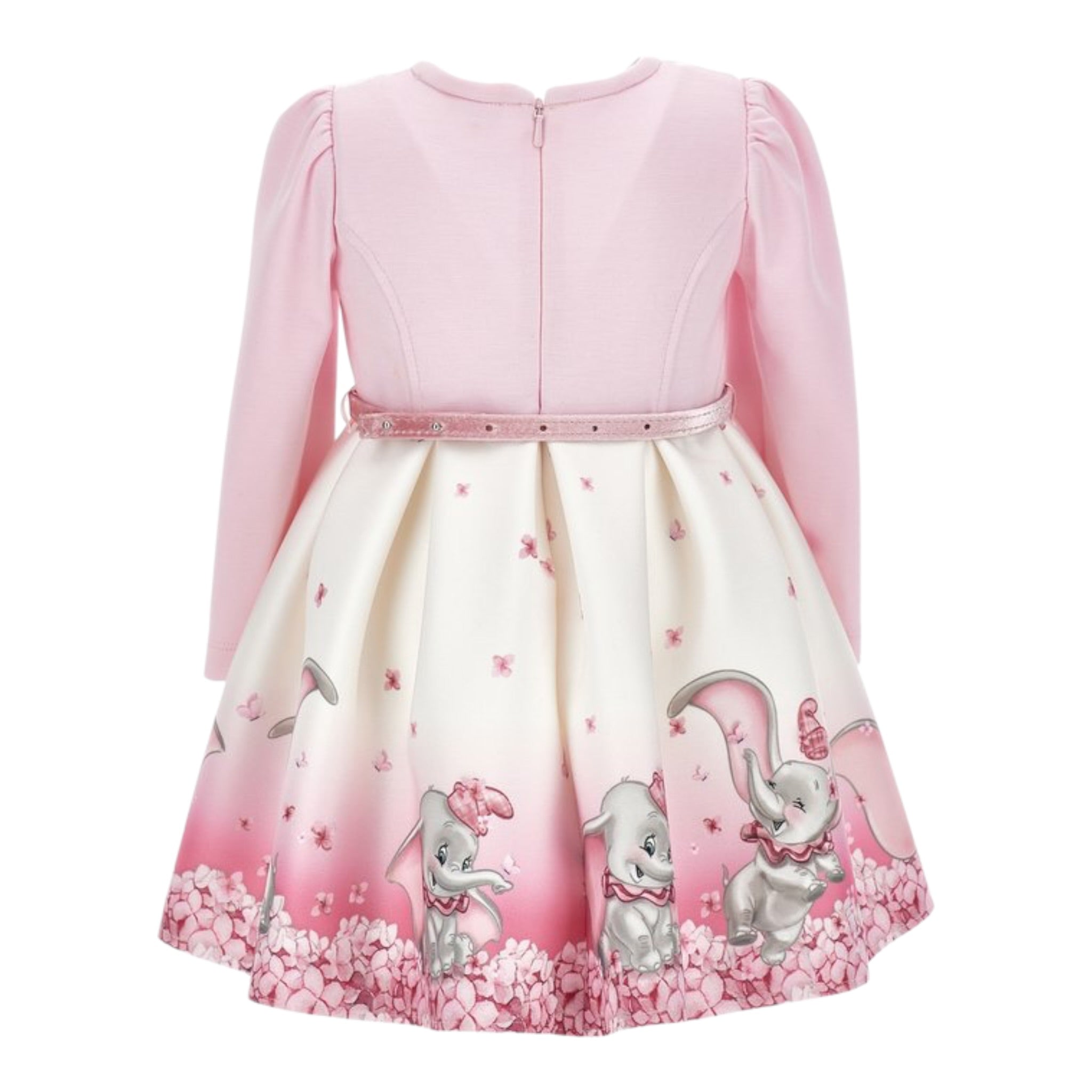 Monnalisa Abito Maica Lunga Bicolore con Cinturino Panna/Rosa per Neonata 231D902X PANNA/ROSA MONNALISA 