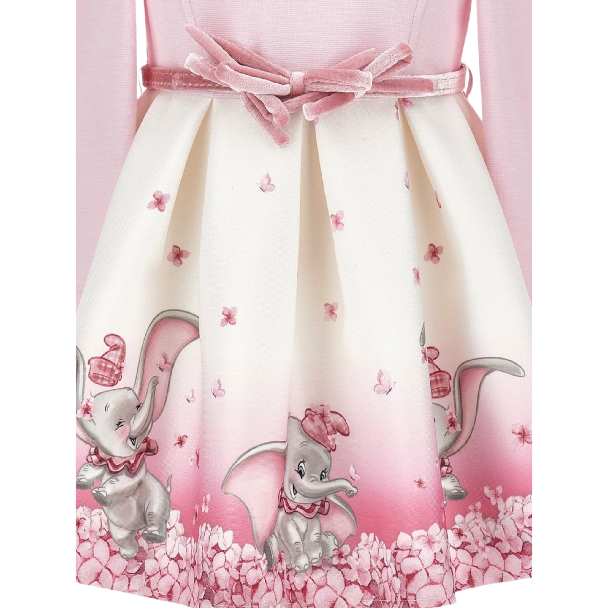 Monnalisa Abito Maica Lunga Bicolore con Cinturino Panna/Rosa per Neonata 231D902X PANNA/ROSA MONNALISA 