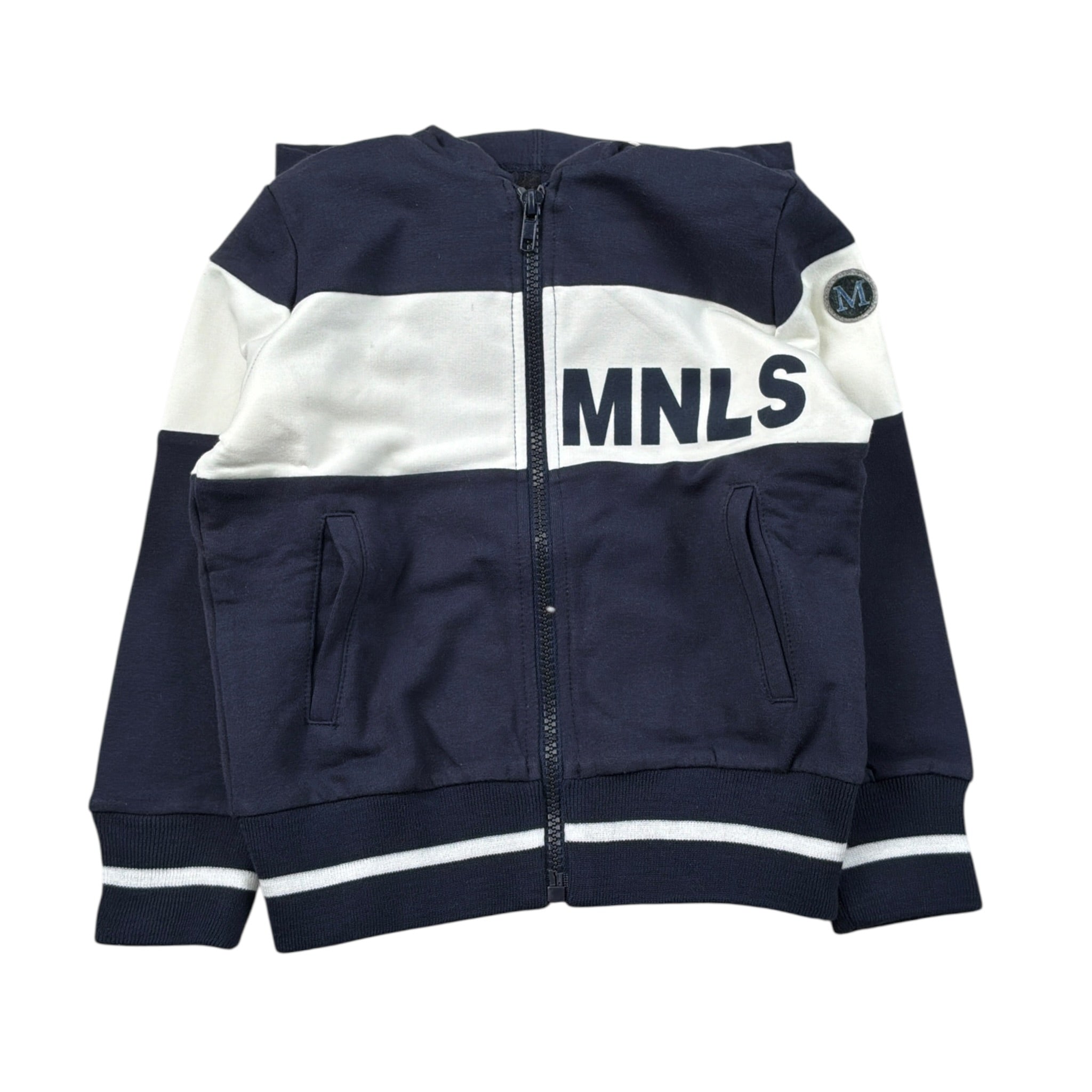 Monnalisa Felpa tinta unita con Stampa Zip E Cappuccio Blu per Bambino 254801 BLU MONNALISA 