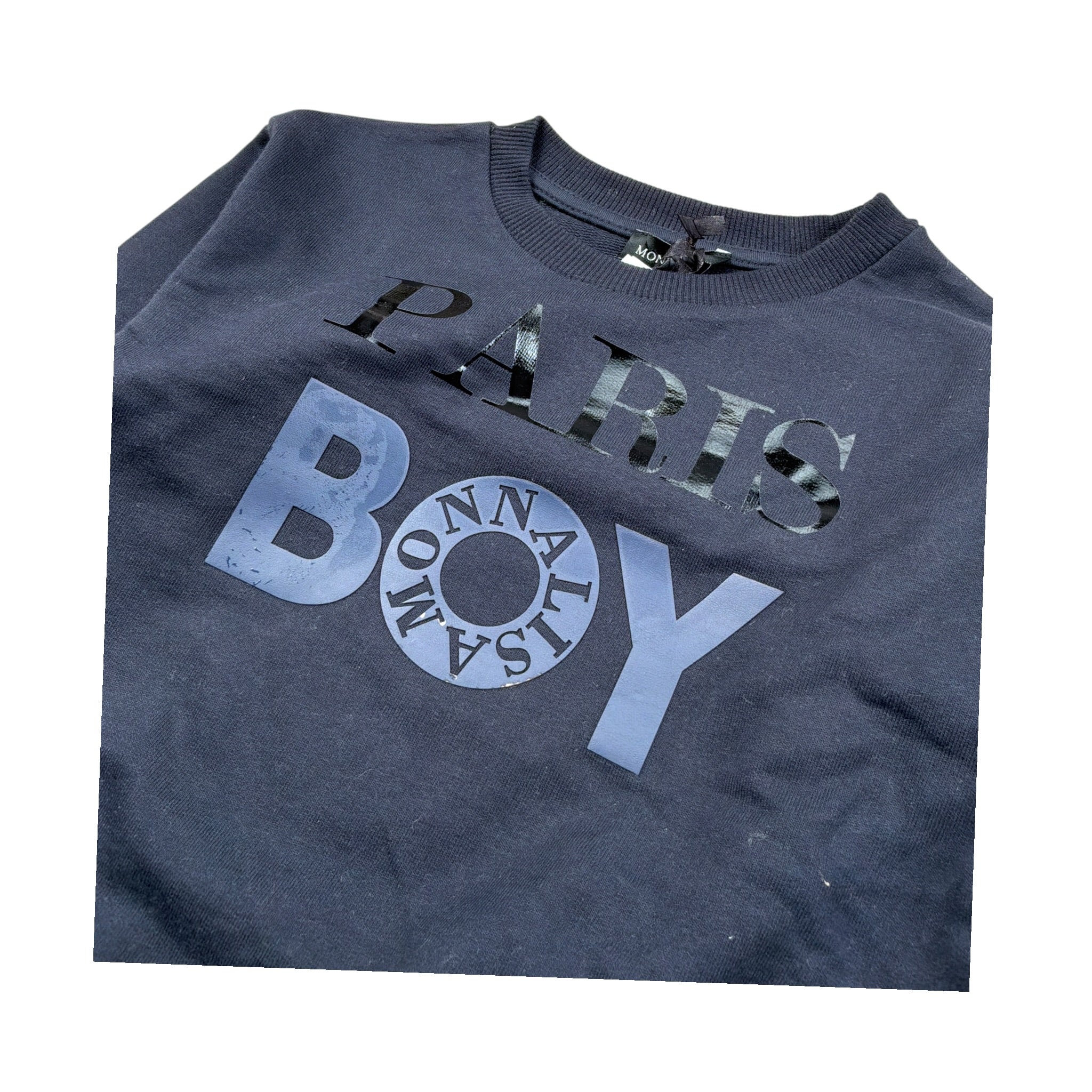 Monnalisa Felpa Girocollo tinta unita con Stampa Blu per Bambino 256608 BLU MONNALISA 