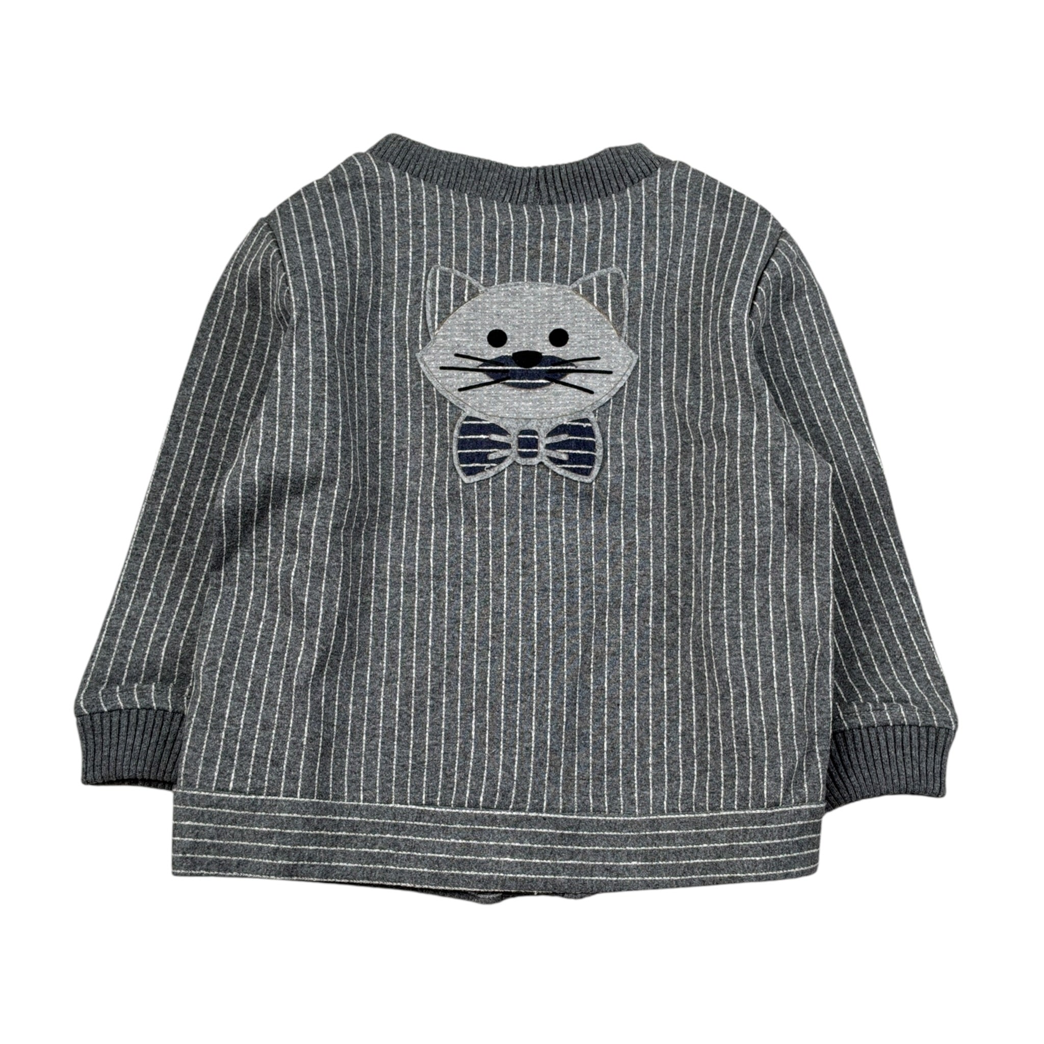 Monnalisa Cardigan tinta unita con Fantasia A Righe Grigio per Neonato 280801 GRIGIO MONNALISA 