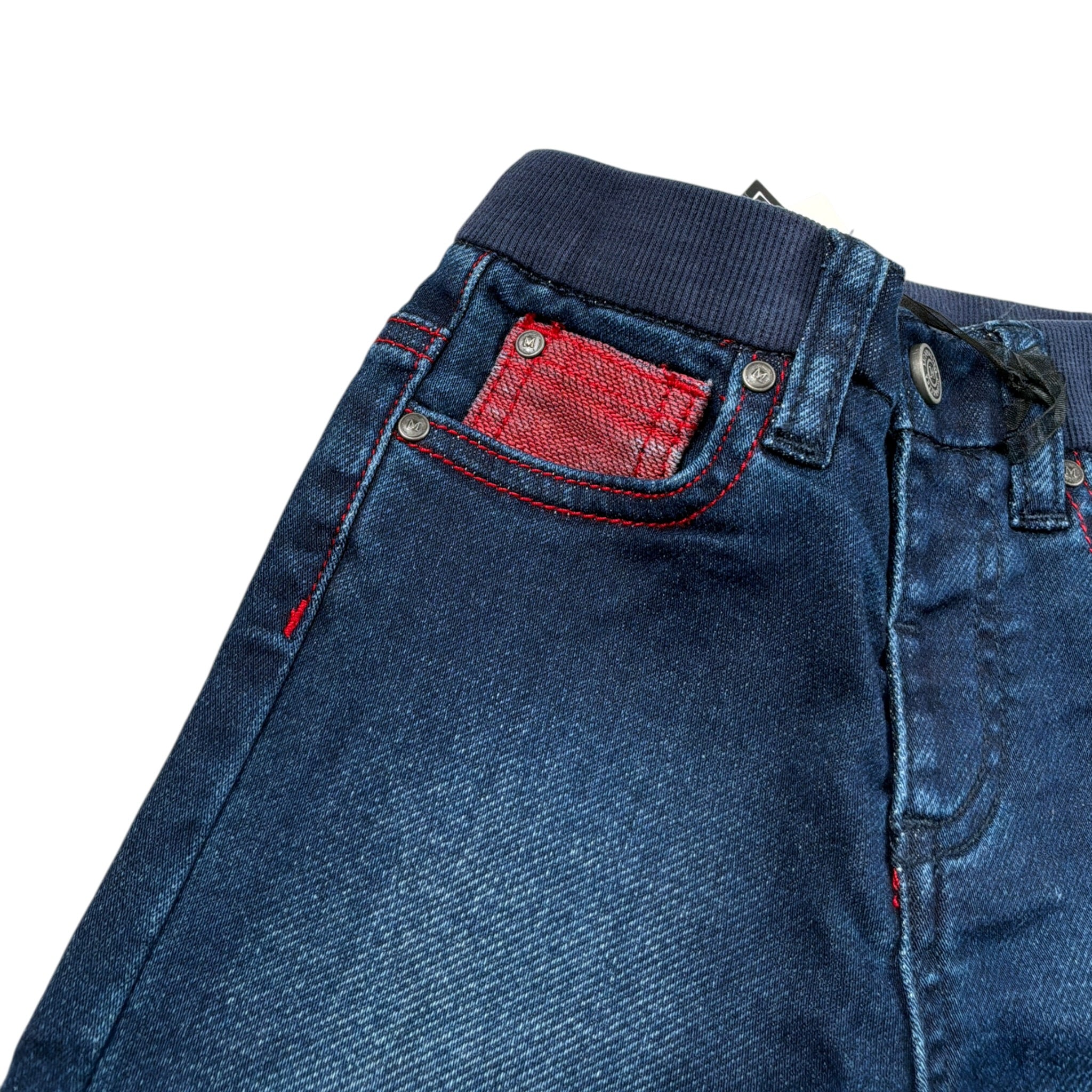 Monnalisa Jeans tinta unita con Elastico In Vita Blu per Neonato 286402 BLU MONNALISA 