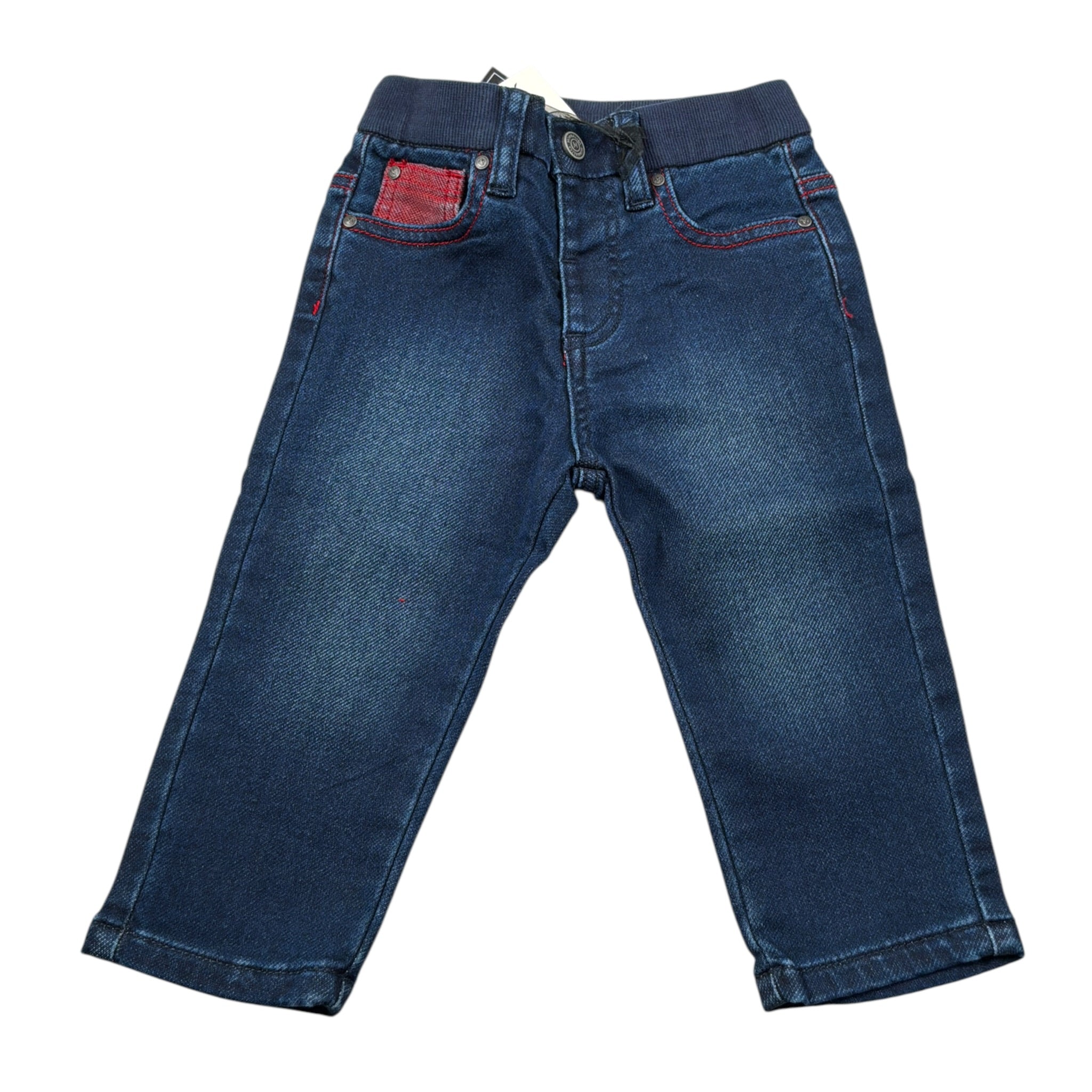 Monnalisa Jeans tinta unita con Elastico In Vita Blu per Neonato 286402 BLU MONNALISA 