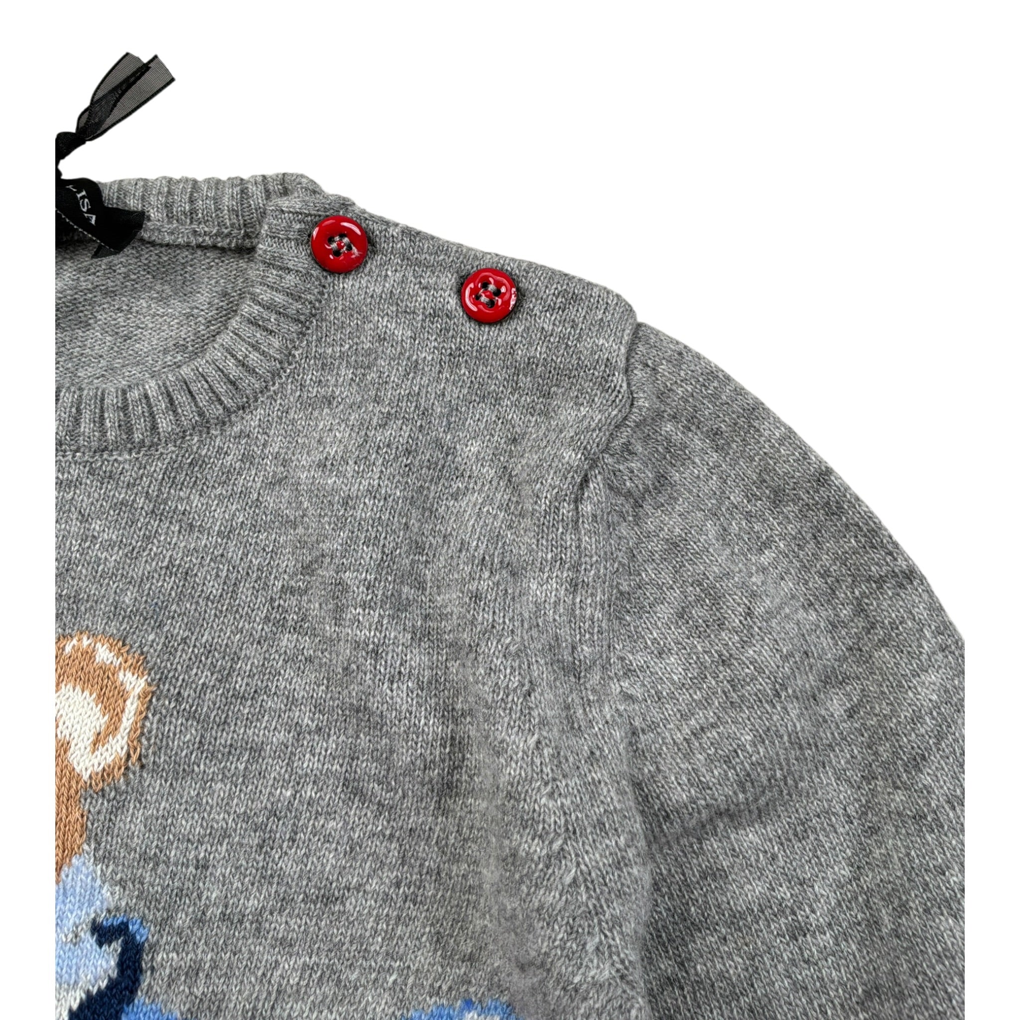 Monnalisa Maglia Girocollo tinta unita con Ricami Grigio per Neonato 286604 GRIGIO MONNALISA 