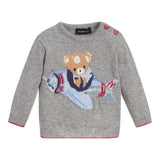 Monnalisa Maglia Girocollo tinta unita con Ricami Grigio per Neonato 286604 GRIGIO MONNALISA 