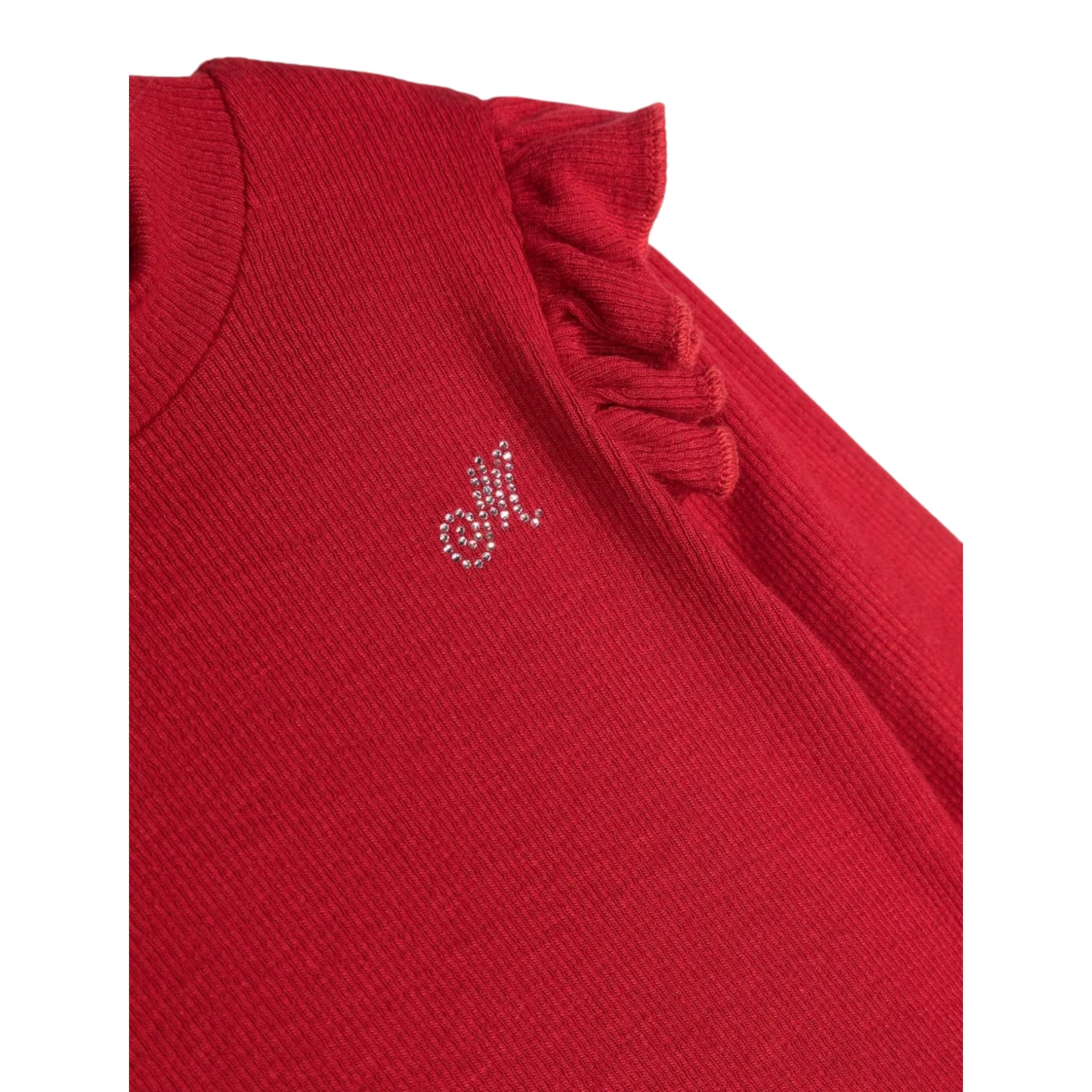 Monnalisa Maglia tinta unita con Balze Rosso per Neonata 31D623 ROSSO MONNALISA 