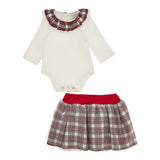 Monnalisa Completo 2Pz Body-Gonna con Fantasia Scozzese Bianco per Neonata 350509 BIANCO MONNALISA 
