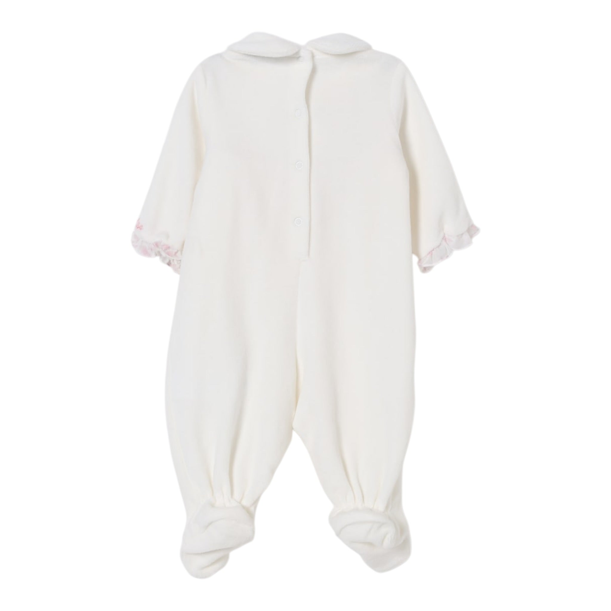 Monnalisa Tutina Manica Lunga Tinta Nita In Ciniglia Panna per Neonata 35F208 PANNA MONNALISA 