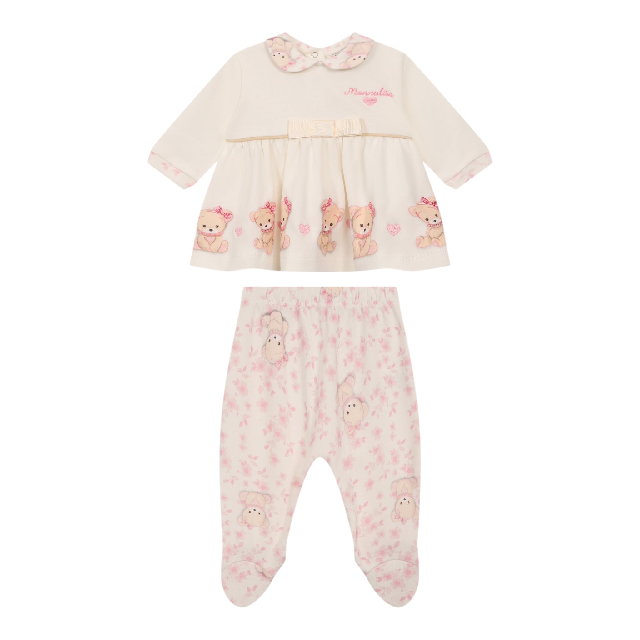 Monnalisa Completo 2 Pezzi Shirt-Ghettina Panna per Neonata 35F510 PANNA MONNALISA 