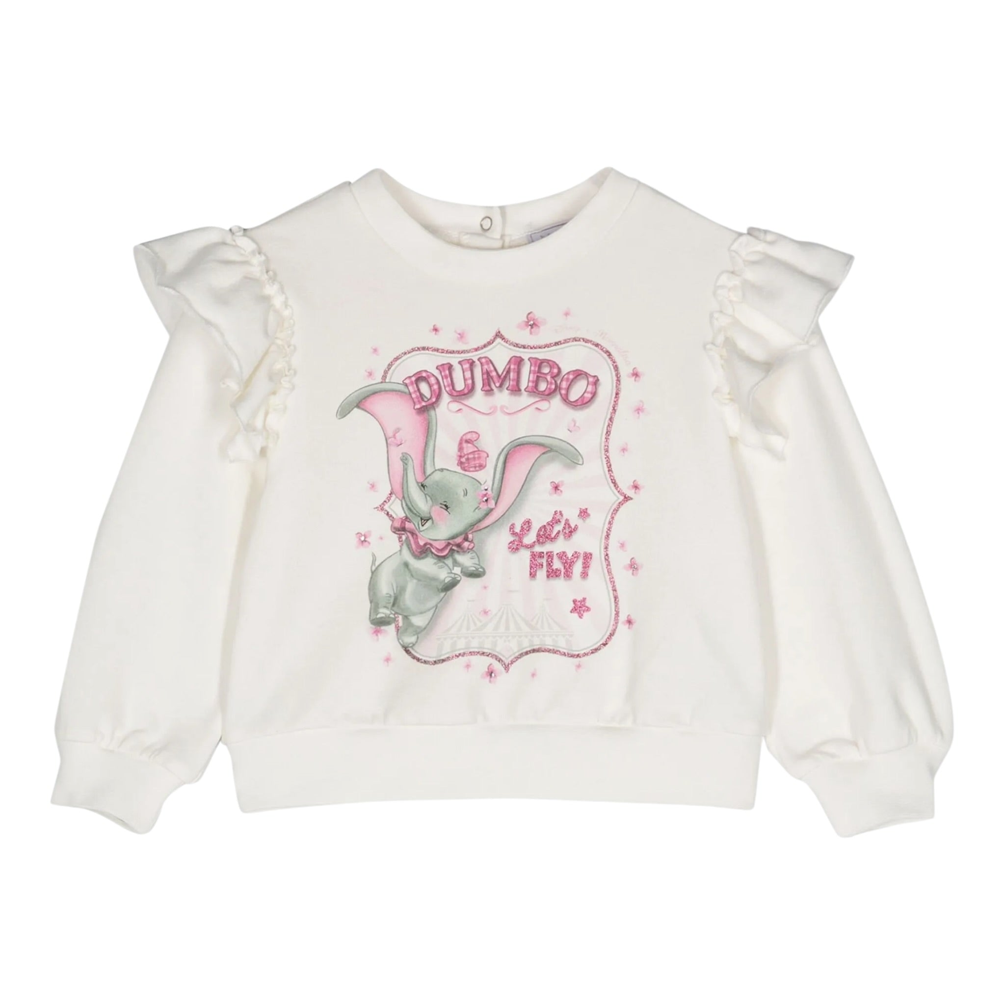 Monnalisa Felpa Chiusa Girocollo tinta unita con Stampa Panna per Neonata 39D604 PANNA MONNALISA 
