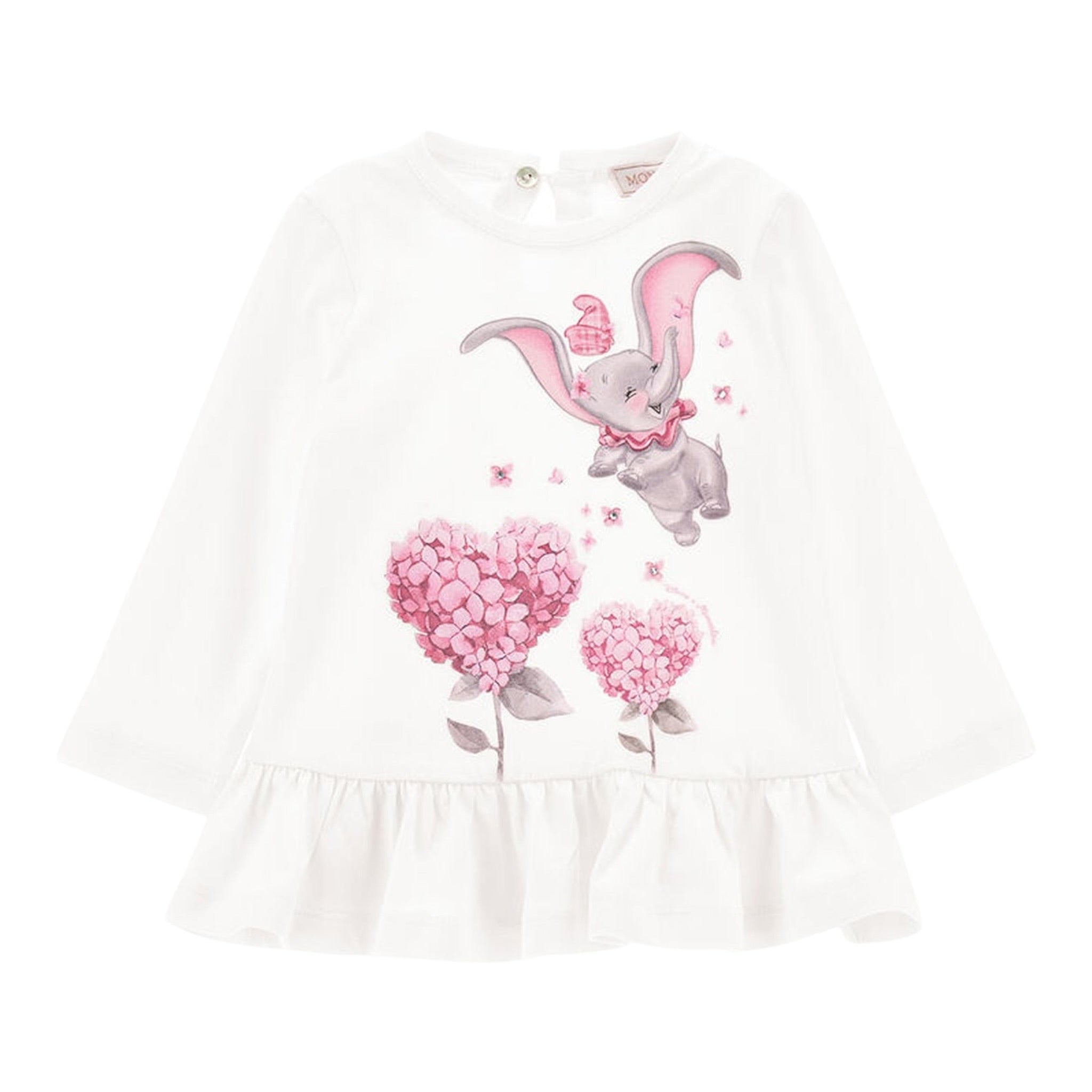 Monnalisa Maxi Shirt tinta unita con Stampa Panna per Bambina 39D605 PANNA MONNALISA 