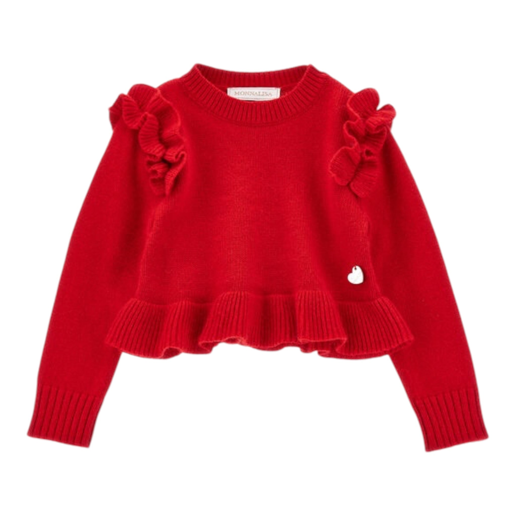 Monnalisa Maglia tinta unita con Balze Rosso per Neonata 39D619 ROSSO MONNALISA 