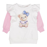 Monnalisa Abito tinta unita con Maniche In Contrasto Bianco per Bambina 39D905 BIANCO MONNALISA 