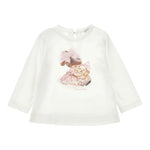 Monnalisa Shirt Girocollo tinta unita Cn Stampa Panna per Neonata 39F602NX PANNA MONNALISA 
