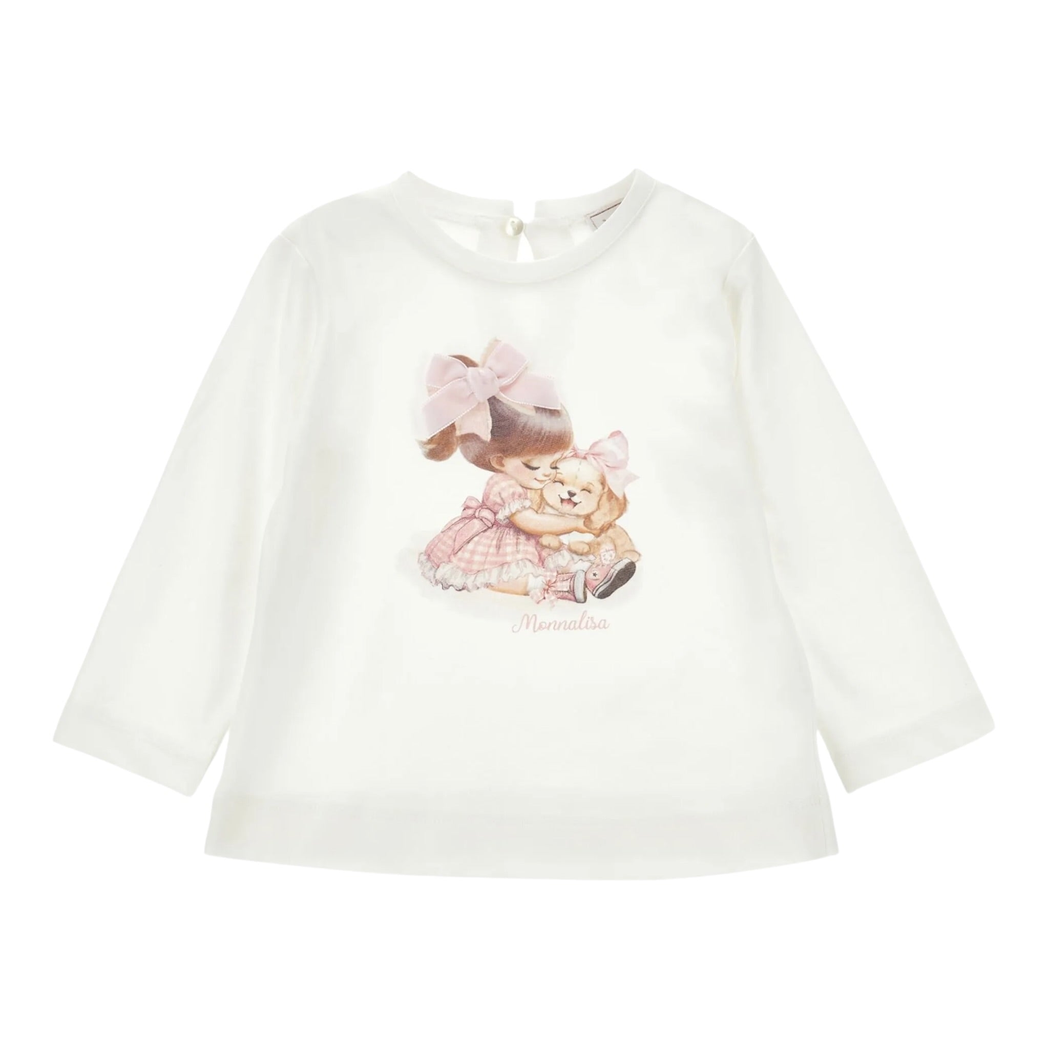 Monnalisa Shirt Girocollo tinta unita Cn Stampa Panna per Bambina 39F602X PANNA MONNALISA 
