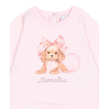 Monnalisa Felpa Chiusa Girocollo tinta unita con Stampa Rosa per Neonata 39F607 ROSA MONNALISA 