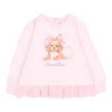 Monnalisa Felpa Chiusa Girocollo tinta unita con Stampa Rosa per Neonata 39F607 ROSA MONNALISA 