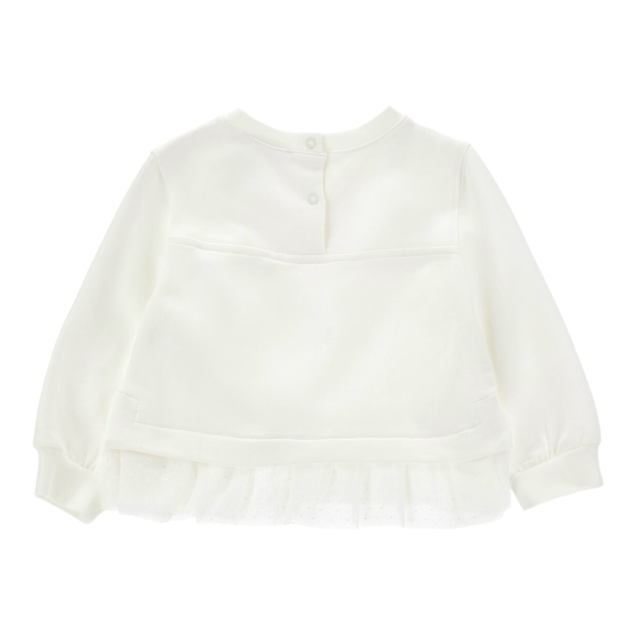 Monnalisa Felpa Chiusa Girocollo tinta unita con Stampa Panna per Neonata 39F607X PANNA MONNALISA 