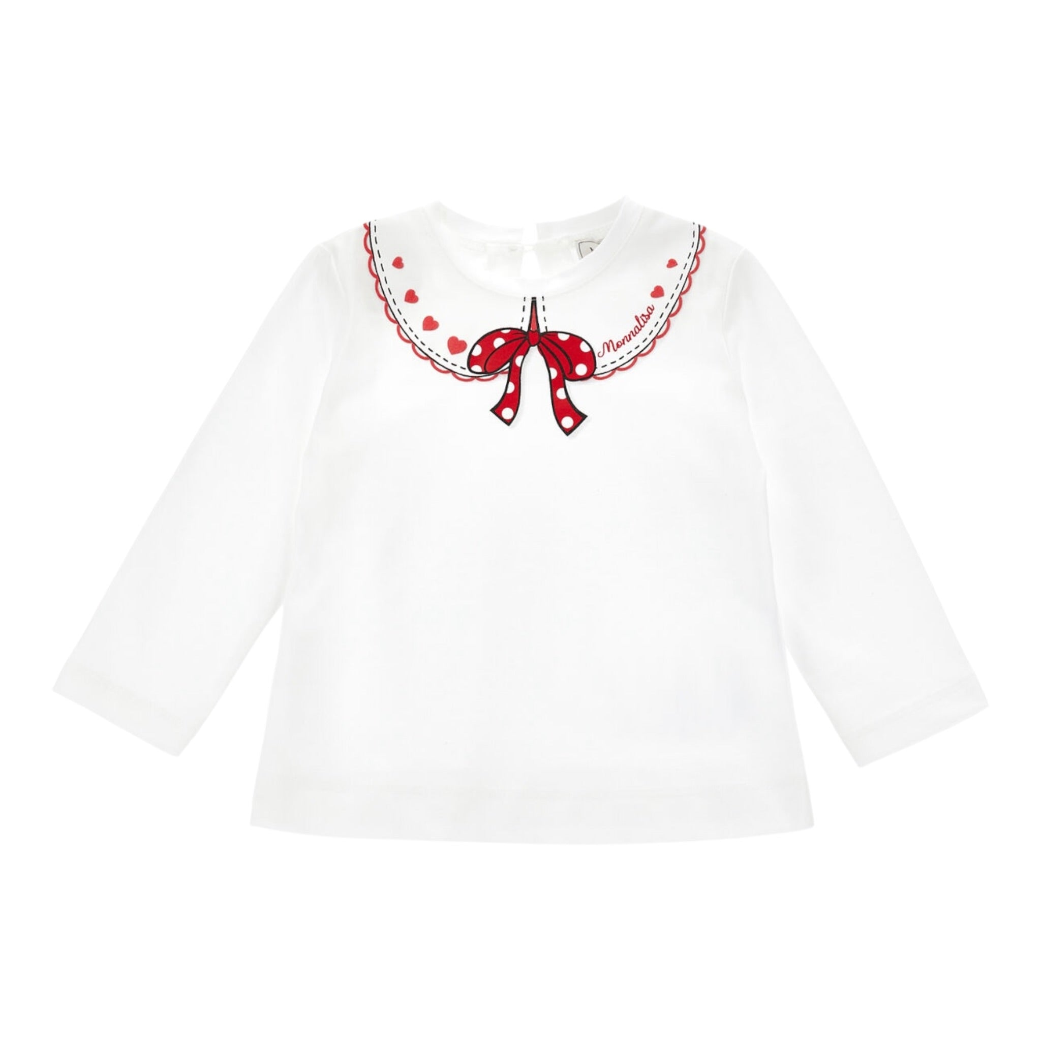 Monnalisa Shirt Girocollo tinta unita con Stampa Panna per Neonata 39F618 PANNA MONNALISA 