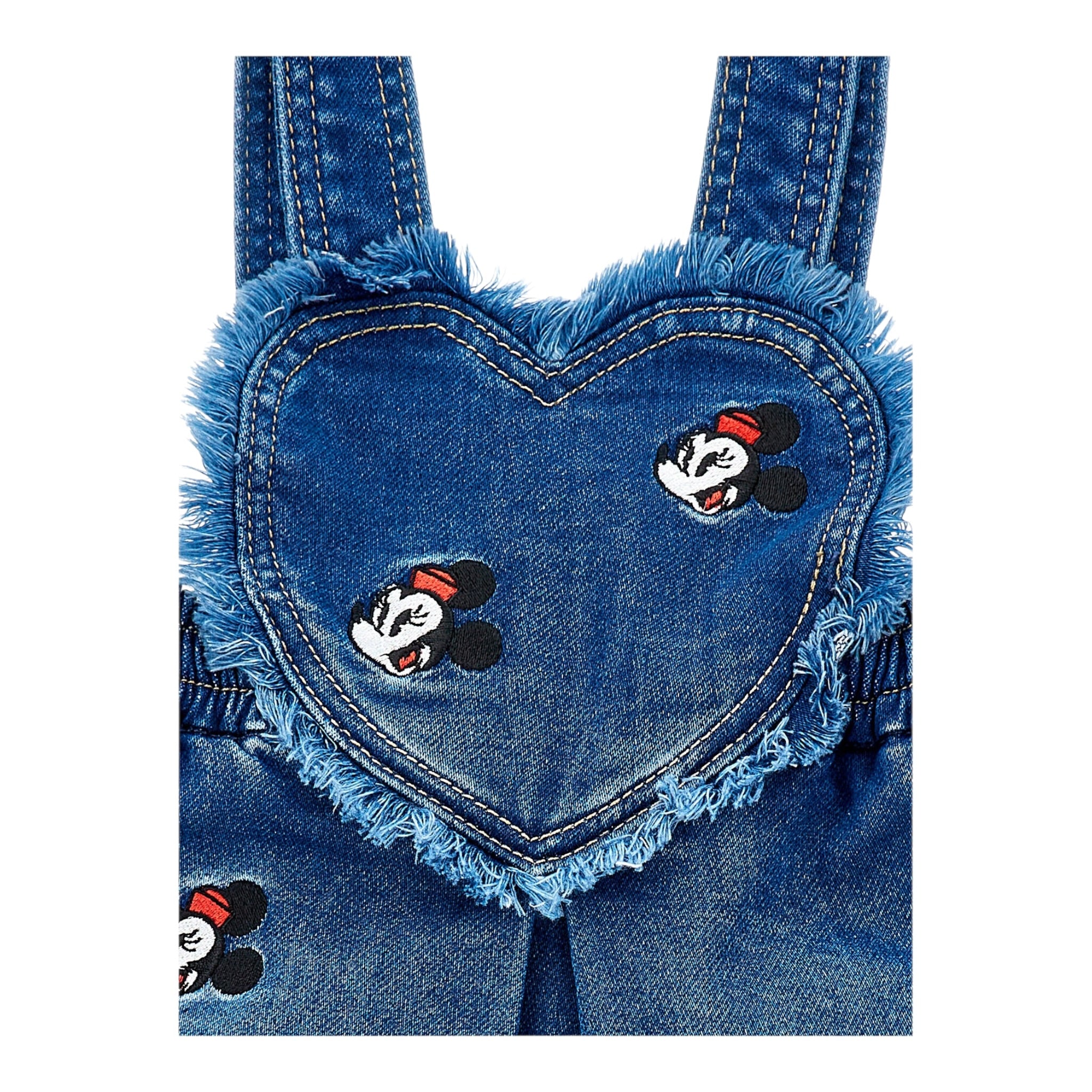 Monnalisa Salopette In Denim tinta unita con Ricami Blu per Neonata 39F703XX BLU MONNALISA 