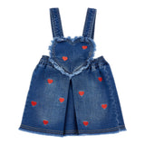 Monnalisa Gonna Salopette tinta unita In Denim Blu per Neonata 39F3RU BLU MONNALISA 