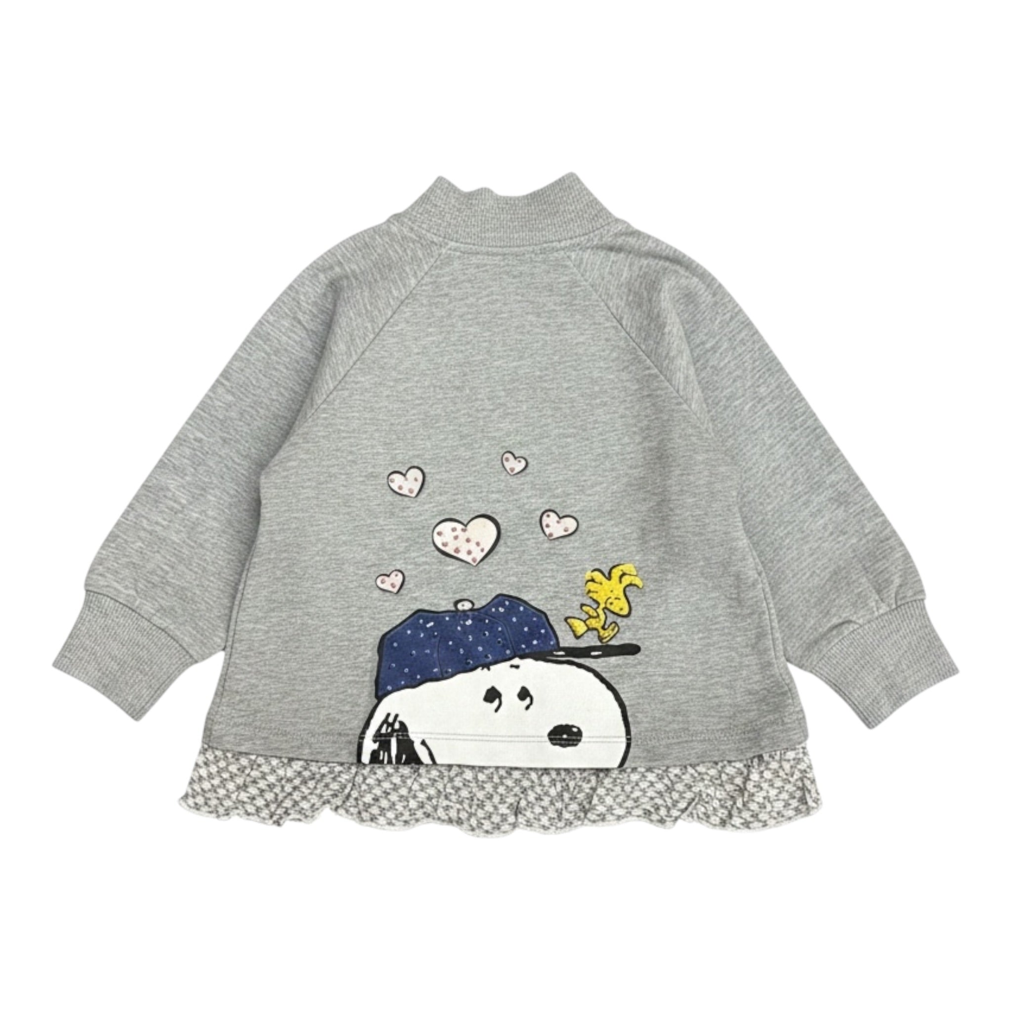 Monnalisa Felpa tinta unita con Zip E Stampa Grigio per Neonata 632800S6 GRIGIO MONNALISA 
