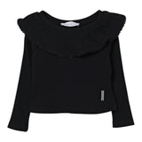Monnalisa Maglia tinta unita con Colletto Nero per Bambina 71F607 NERO MONNALISA 