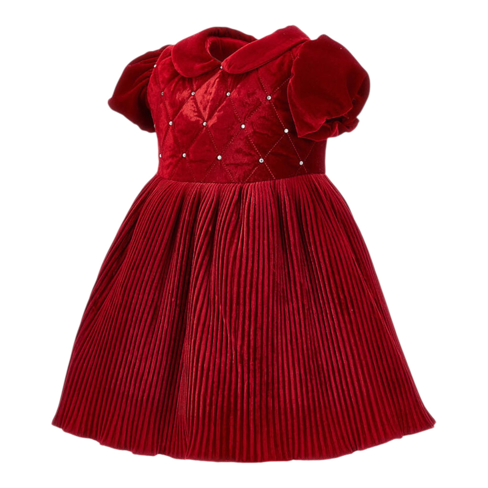 Monnalisa Abito tinta unita In Velluto Rosso per Neonata 73D901 ROSSO MONNALISA 