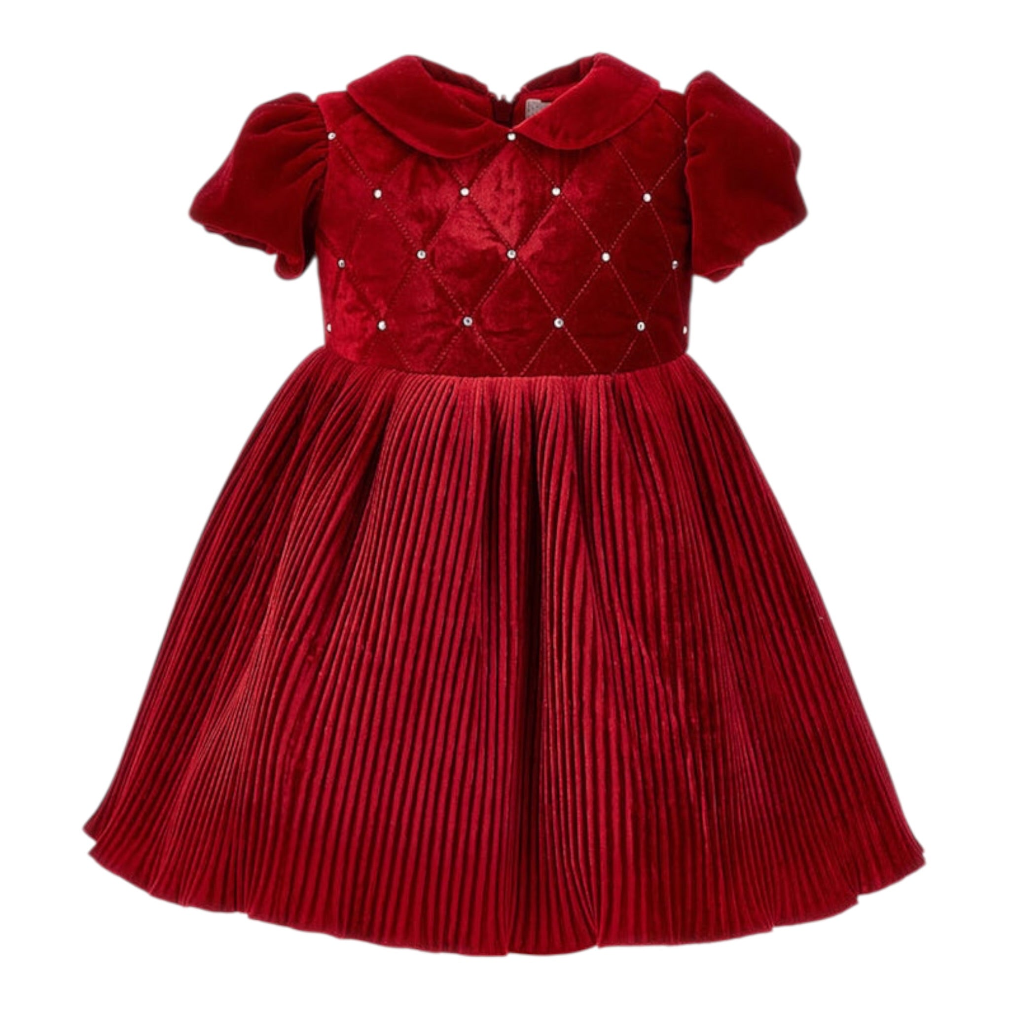 Monnalisa Abito tinta unita In Velluto Rosso per Neonata 73D901 ROSSO MONNALISA 