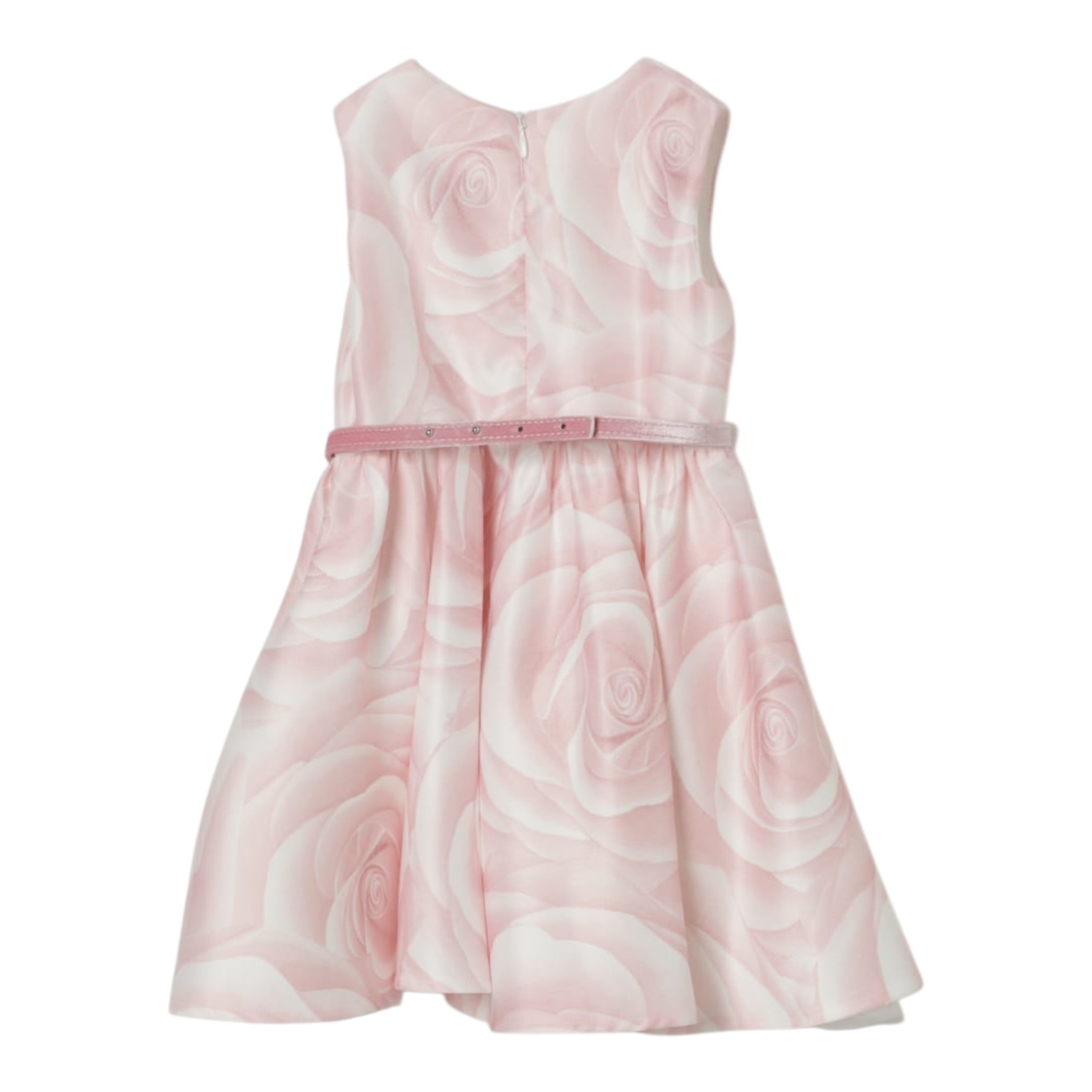 Monnalisa Abito Giromanica tinta unita con Cinturino Rosa per Neonata 73F904 ROSA MONNALISA 