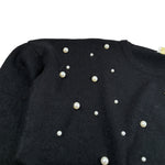 Monnalisa Maglia Girocollo Tinta Unit con Perle Nero per Bambina 796606AJ NERO MONNALISA 