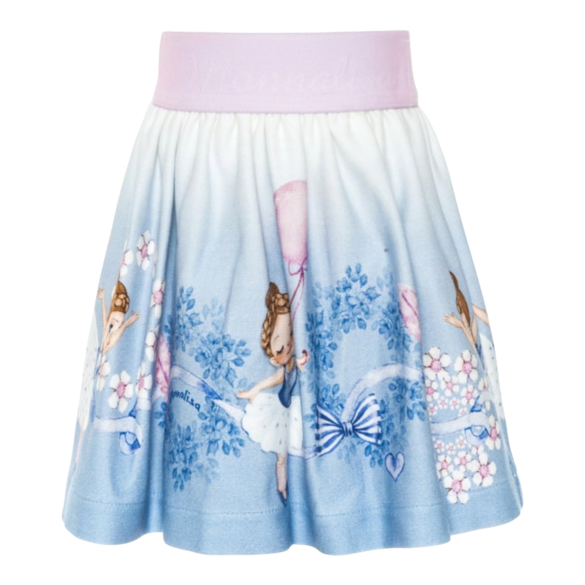 Monnalisa Gonna tinta unita con Stampe Ed Elastico In Vita Azzurro per Bambina GNMMNL AZZURRO MONNALISA 
