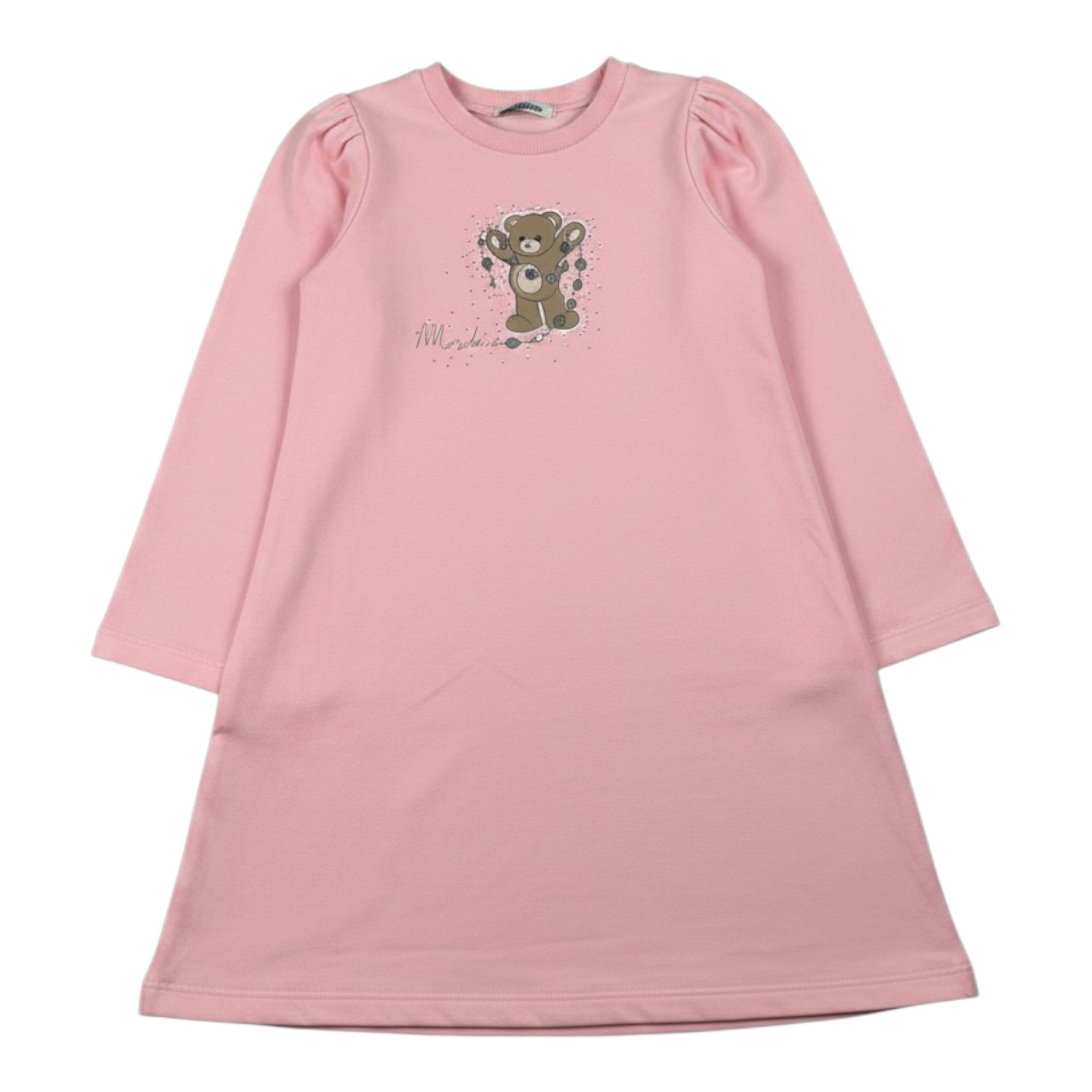 Moschino Abito Manica Lunga tinta unita con Logo Rosa per Bambina 003904 ROSA MOSCHINO 