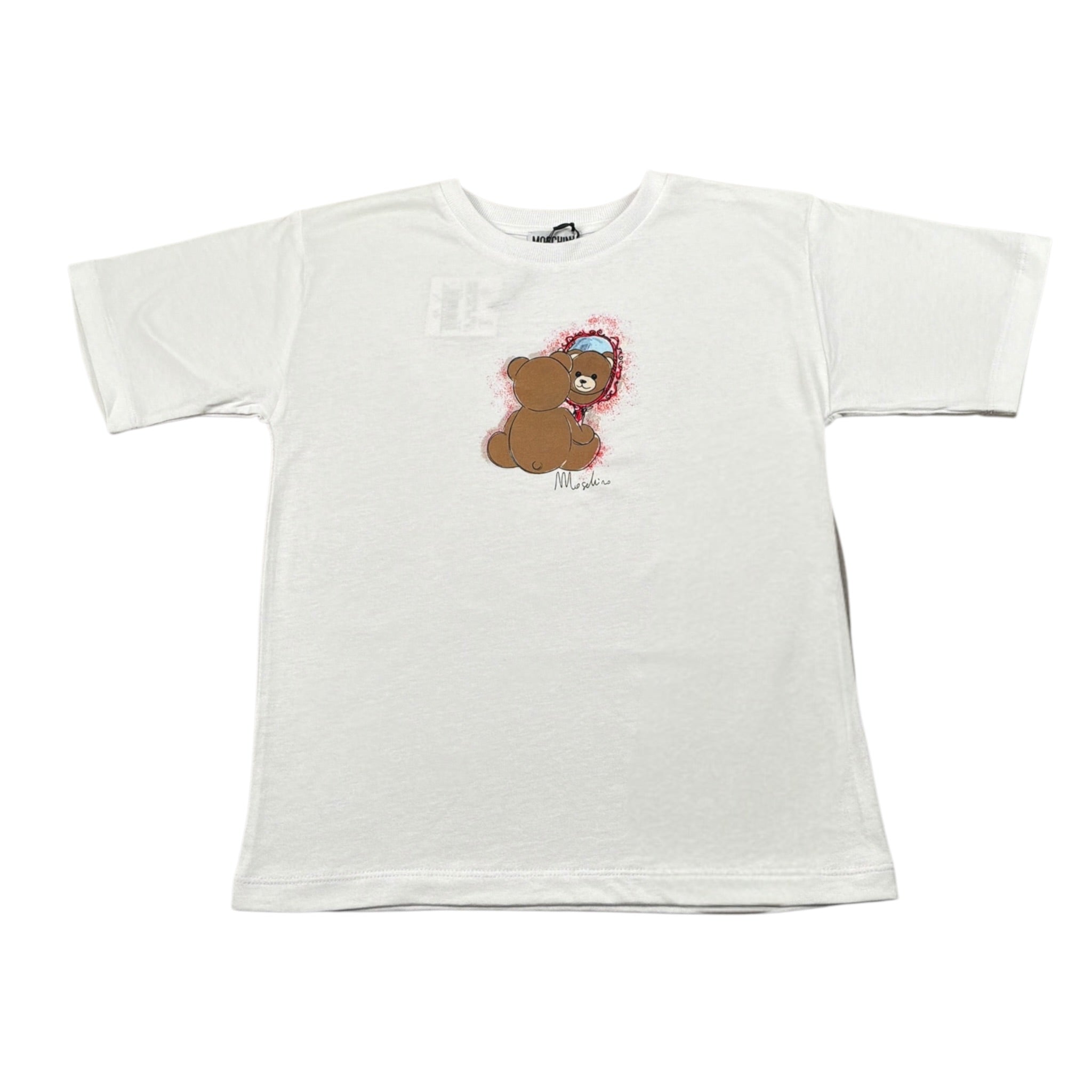 Moschino T-Shirt Girocollo tinta unita con Stampa Bianco per Bambina H0M060 BIANCO MOSCHINO 