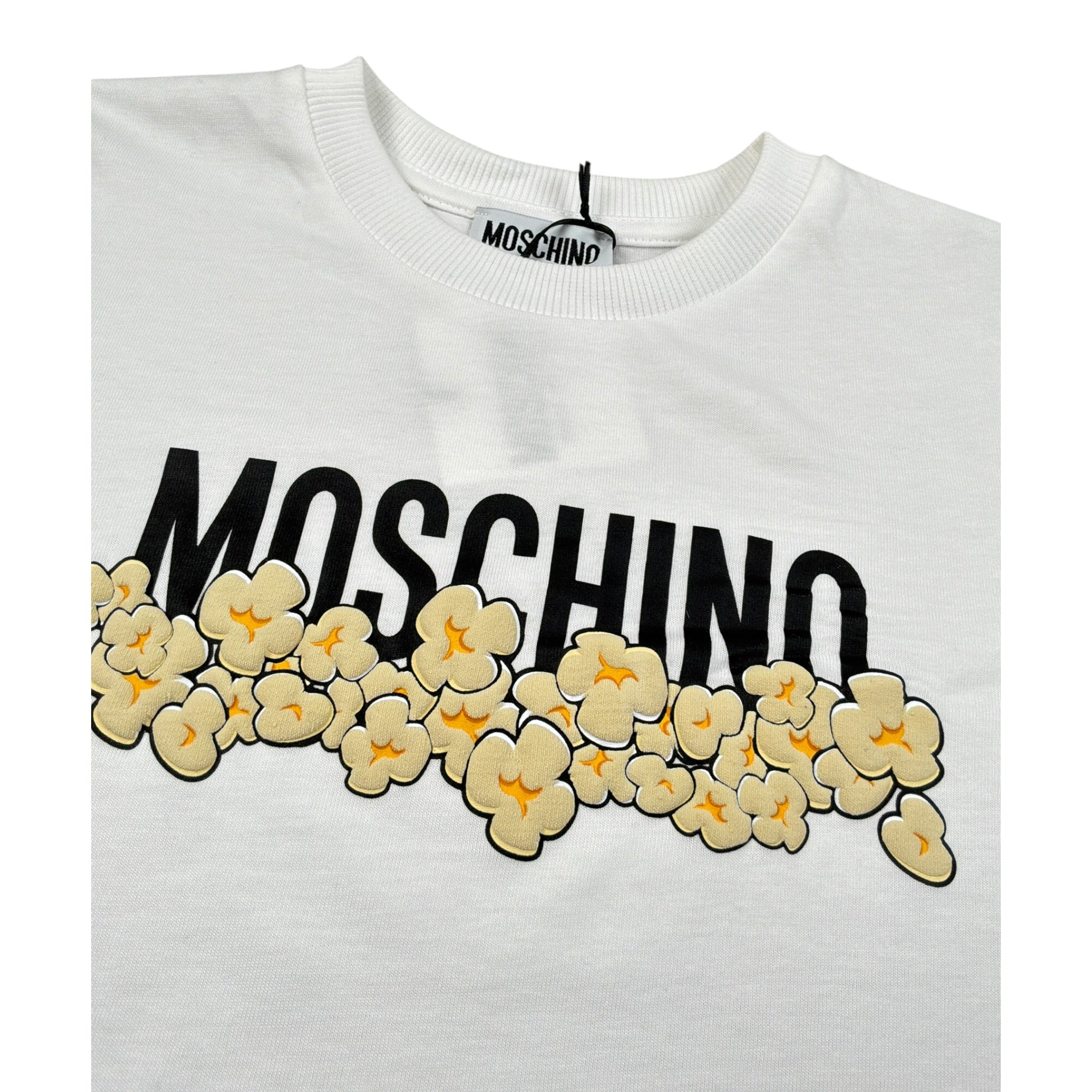 Moschino T-Shirt Girocollo tinta unita con Logo Bianco per Bambino H6M058 BIANCO MOSCHINO 