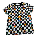 Moschino T-Shirt tinta unita con Stampa E Fantasia A Scacchi Bianco/Nero per Bambino H7M058 BIANCO/NERO MOSCHINO 