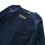 Moschino Abito In Velluto tinta unita con Logo Blu per Bambina HAV0FA BLU MOSCHINO 