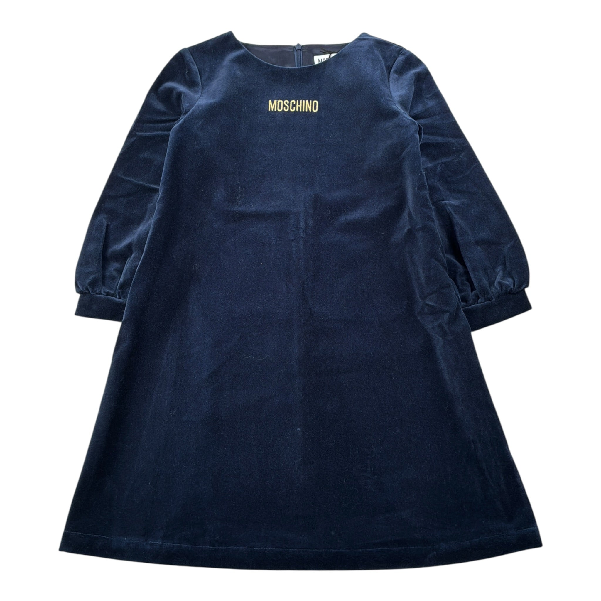 Moschino Abito In Velluto tinta unita con Logo Blu per Bambina HAV0FA BLU MOSCHINO 