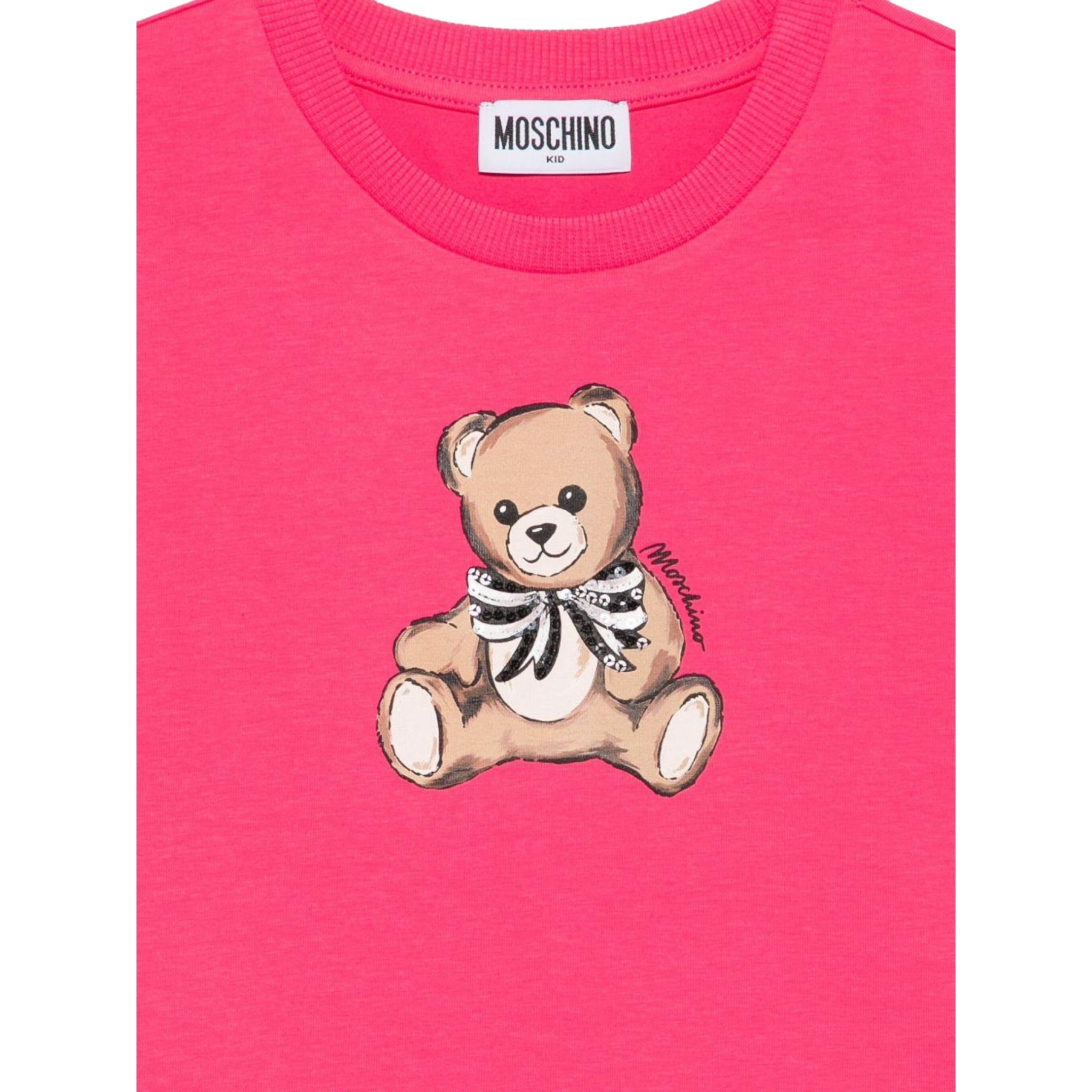 Moschino T-Shirt Girocollo tinta unita Fuxia per Bambina HCM06K FUXIA MOSCHINO 