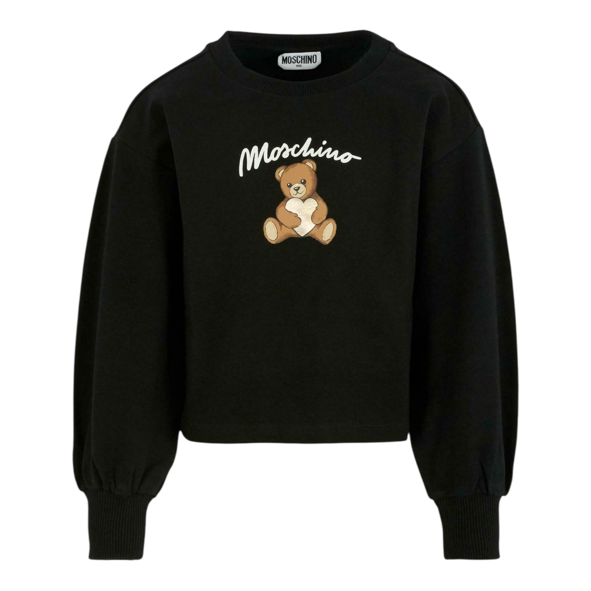 Moschino Felpa Chiusa Girocollo con Stampa Nero per Bambina HDF06E NERO MOSCHINO 